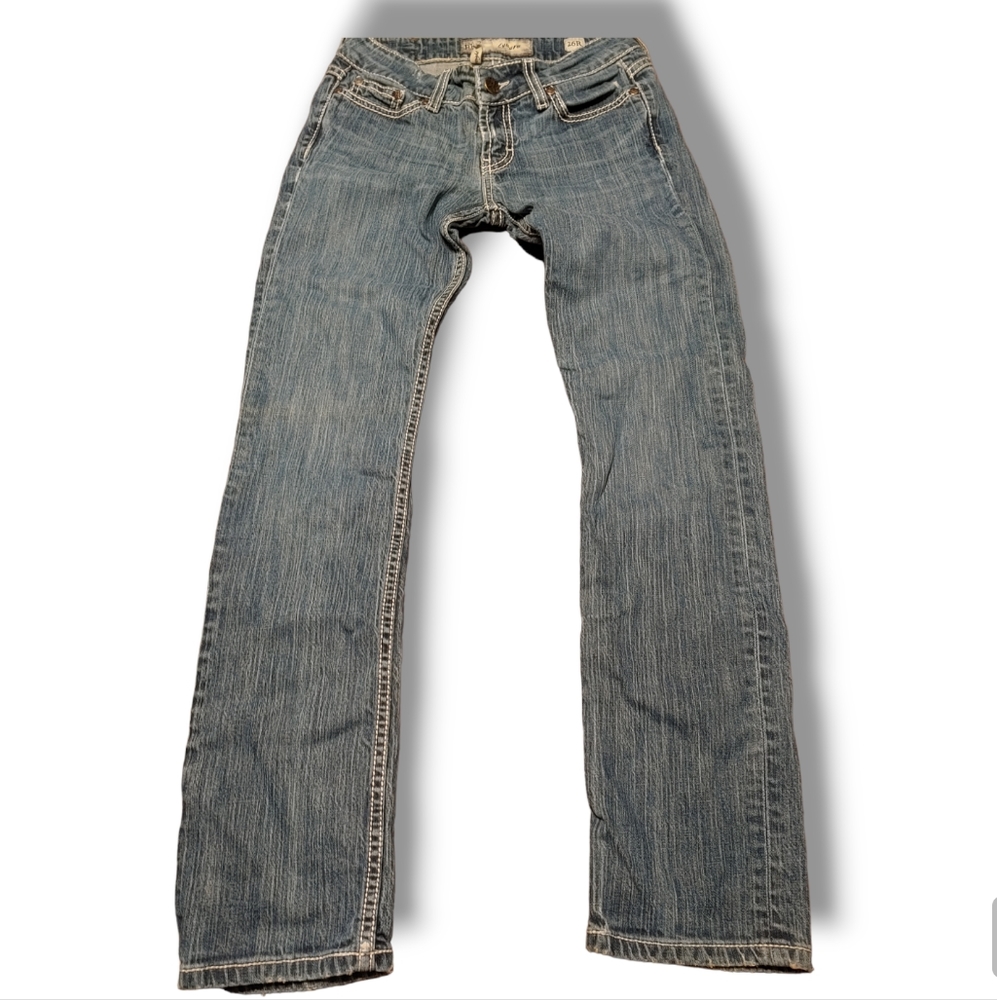 BKE Denim Culture Jeans, Straight, Size 26 Regular, Embellished Back Pockets